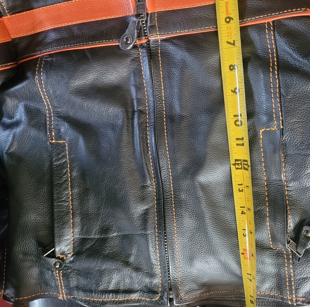 Kids Black and Orange Leather Jacket